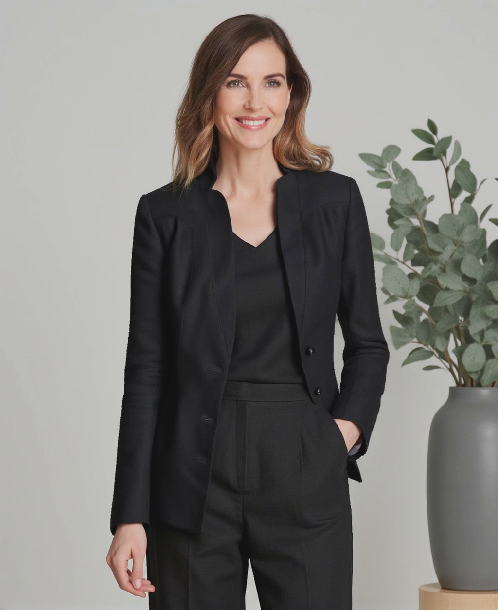 Veston en lin noir fait au Québec dans des conditions éthiques