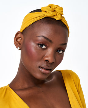 Bandeau stretch ajustable fait au Québec en coton bio jaune