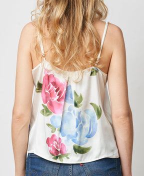 Camisole motif fleurs en soie bio et éthique fabriquée au Québec