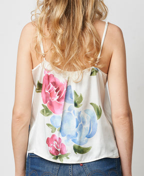 Camisole motif fleurs en soie bio et éthique fabriquée au Québec