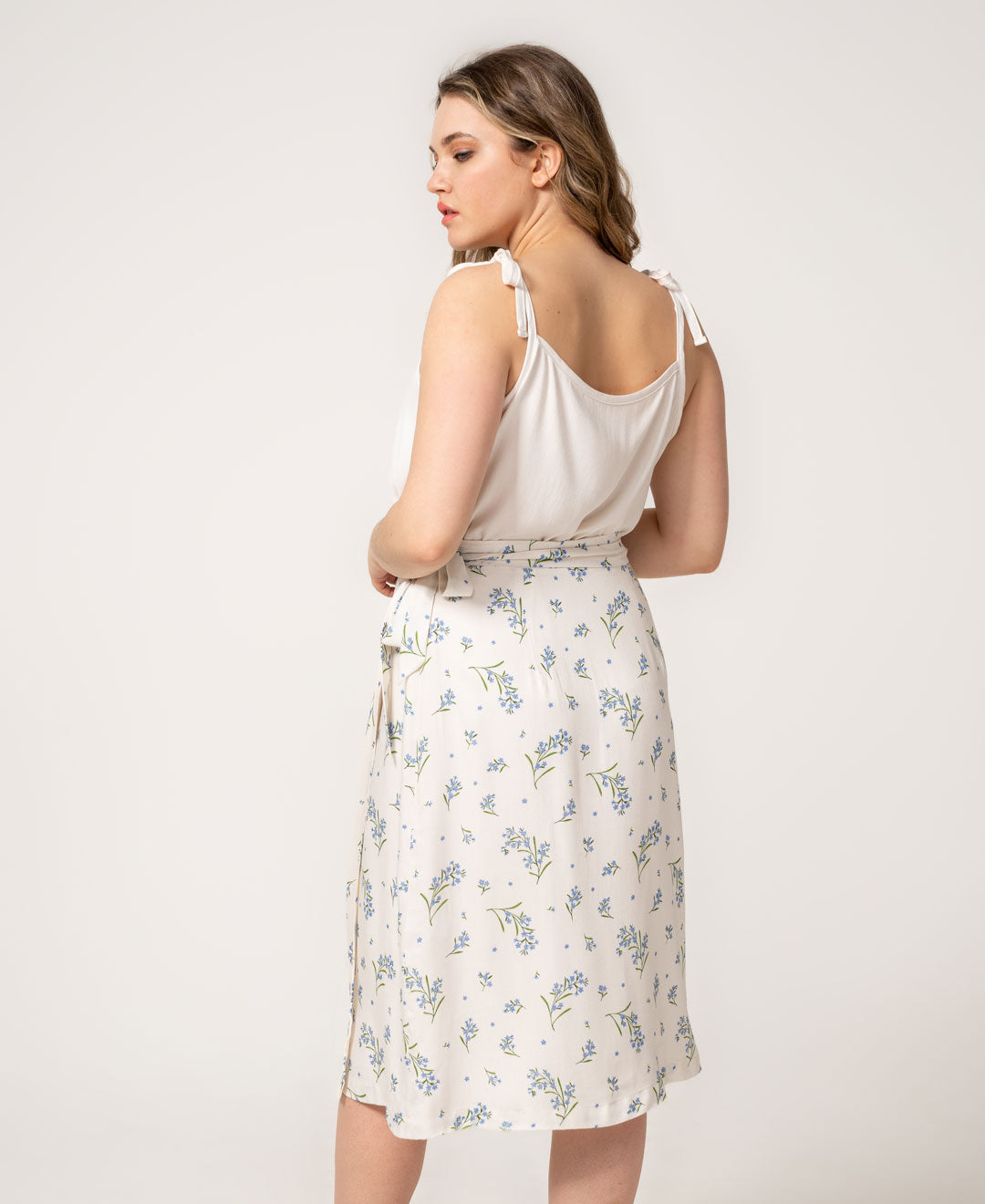 Jupe portefeuille à fleurs fait au Québec en coton biologique