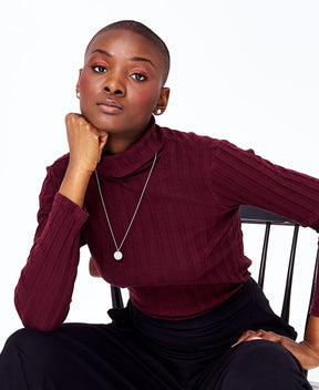 Col roulé bourgogne en coton biologique fait au Québec