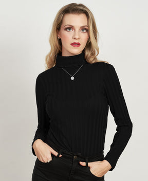 Col roulé noir en coton biologique fait au Québec