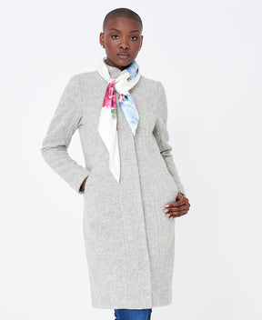 Manteau d'hiver modulaire en laine biologique gris pâle fait au Québec