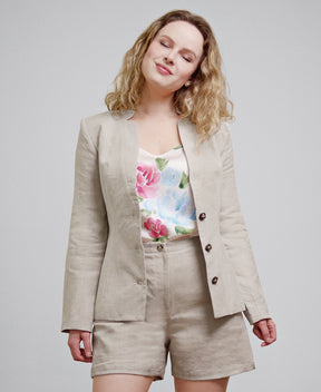 Shorts en lin beige fait au Québec